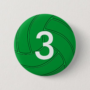Grönt Volleyball Jersey Number eller Initialer Pin Knapp