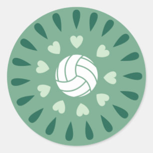 Grönt Volleyball Kaleidoscope Mönster Runt Klistermärke