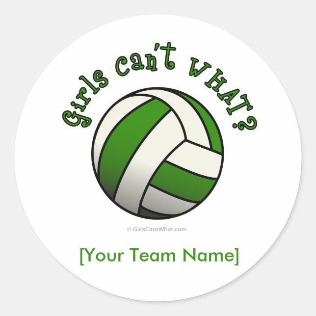 Grönt Volleyball Runt Klistermärke (Framsida)