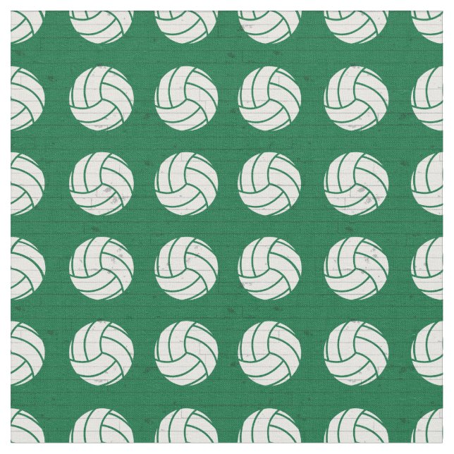 Grönt Volleyball Wood Golv Patterned Tyg (Närbild)