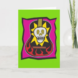 Grönt w/Purple för day of the deadSkul gitarr Kort