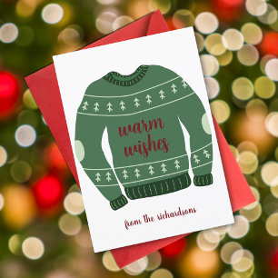 Grönt Warm Önskemål Ugly Sweater jul Julkort
