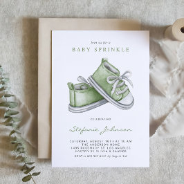 Grönt Watercolor Baby Shoes Baby Sprinkle Inbjudningar
