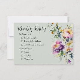 Grönt Watercolor Blommigt Bröllop OSA Kort