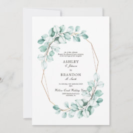 Grönt Watercolor Blommigt Geometric Elegant bröllo Inbjudningar