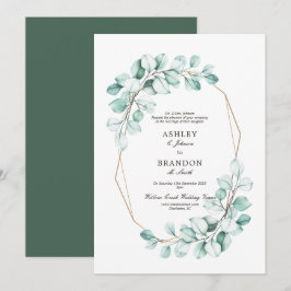 Grönt Watercolor Blommigt Geometric Elegant bröllo Inbjudningar