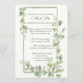 Grönt Watercolor Bröllop Advice & Önskemål Rådkort