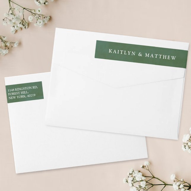 Grönt Watercolor Bröllop Etikettband (Skapare uppladdad)