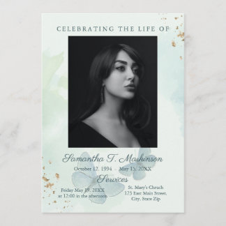 Grönt Watercolor Butterfly Funeral Services Program