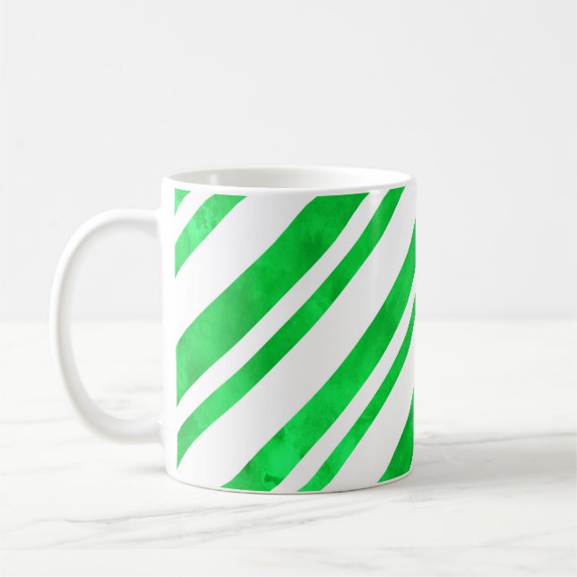 Grönt Watercolor Candy cane Rand Kaffemugg (Vänster)