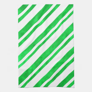 Grönt Watercolor Candy cane Rand Kökshandduk