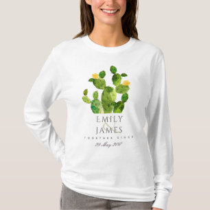 GRÖNT WATERCOLOR DESERT CACTUS SPARA DATE GIFT T-SHIRT