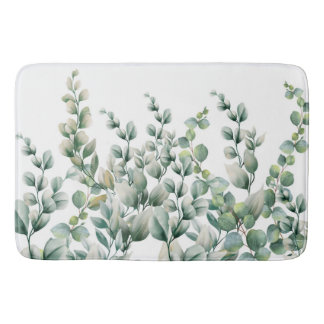 Grönt Watercolor Eucalyptus Löv Badrumsmatta