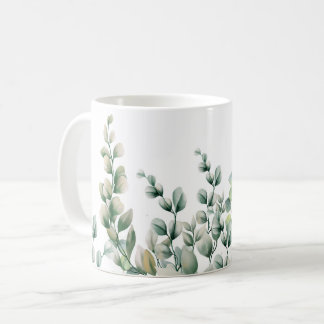 Grönt Watercolor Eucalyptus Löv Kaffemugg