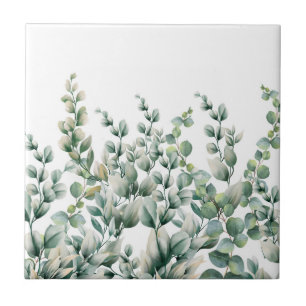 Grönt Watercolor Eucalyptus Löv Kakelplatta
