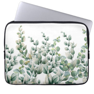 Grönt Watercolor Eucalyptus Löv Laptop Fodral