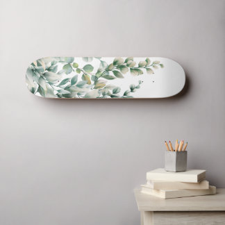 Grönt Watercolor Eucalyptus Löv Mini Skateboard Bräda 18,5 Cm