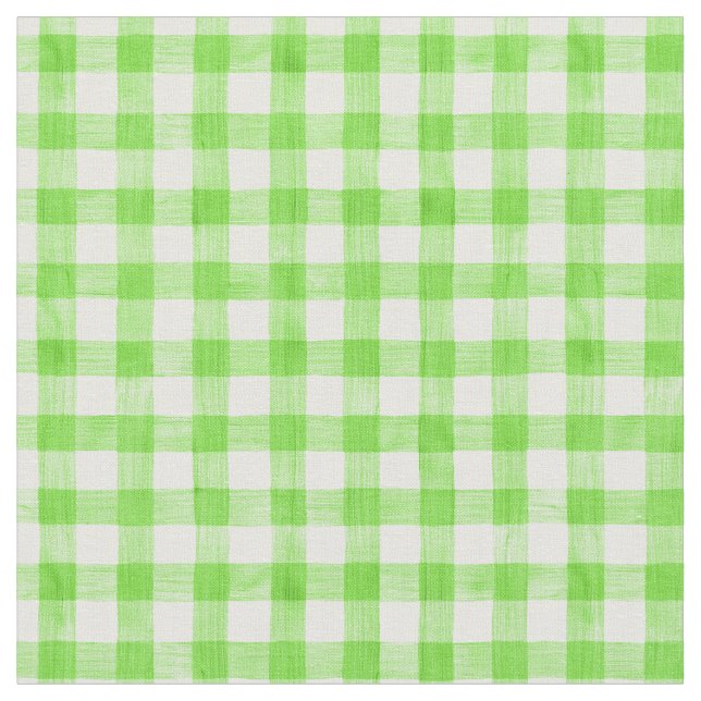 Grönt Watercolor Gingham Fabric Tyg (Närbild)