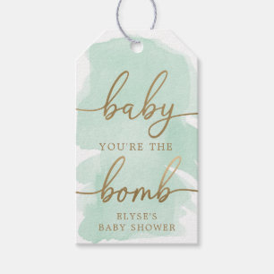 Grönt Watercolor Guld Bath Bomb Favor Tagg Presentetikett