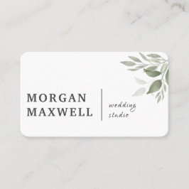 Grönt Watercolor Löv Bröllop White Visitkort