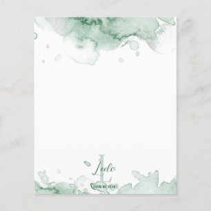 Grönt Watercolor Monogram & Namn Stationery