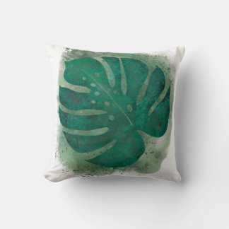 Grönt Watercolor Monstera Kudde