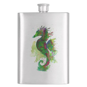 Grönt Watercolor Seahorse Fickplunta