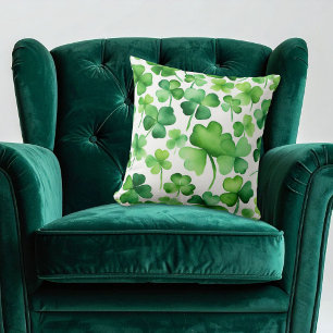 Grönt Watercolor Shamrock Kudde