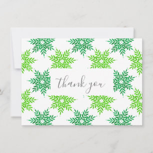 Grönt Watercolor Snowflake Mönster Tack Kort