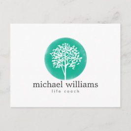 Grönt Watercolor Träd Vykort