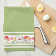 Grönt Watercolor Wildsphere Kitchen Towels