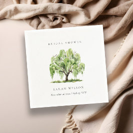 Grönt Watercolor Willow Träd Farm Möhippa Pappersservett