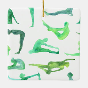 Grönt Watercolor Yoga Ornament