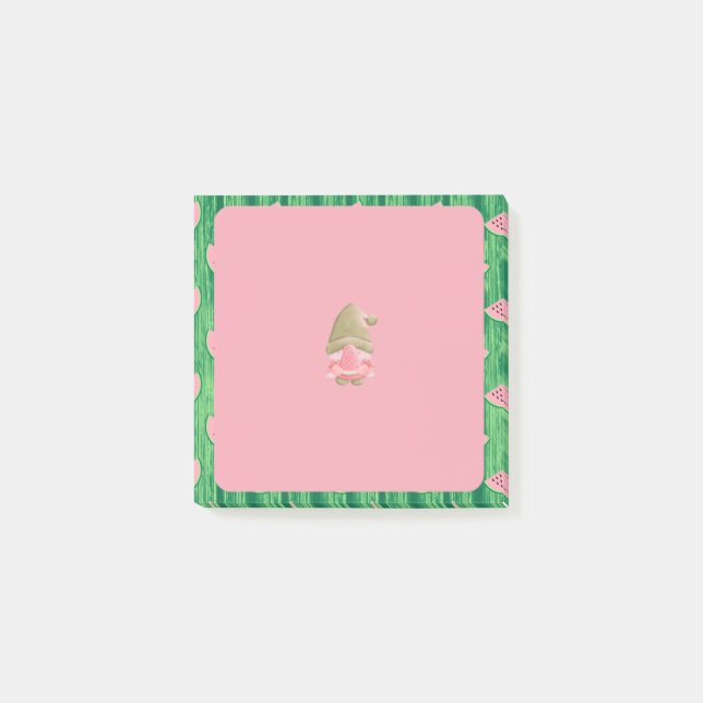 Grönt Watermelon Gnome Post-it Block (Framsida)