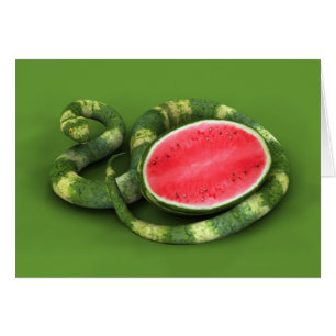 Grönt Watermelon Snake Hälsningskort