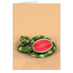 Grönt Watermelon Snake Hälsningskort