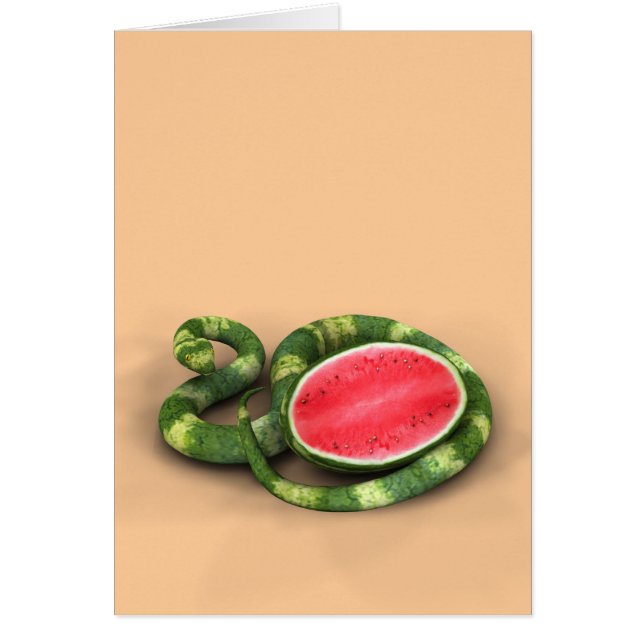 Grönt Watermelon Snake Hälsningskort (Framsidan)