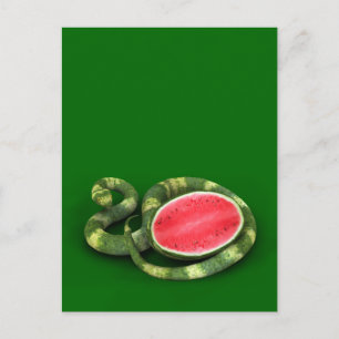 Grönt Watermelon Snake Vykort