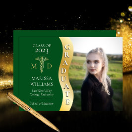 Grönt Wave Caduceus MD Medical Grad Student Meddelande