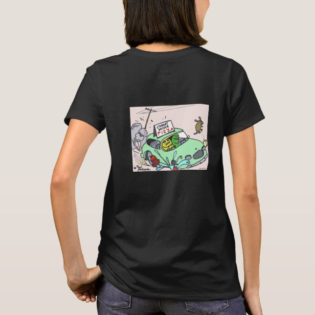 Grönt Weenii "Student Driver Pizza" Dam Shirt B Tröja (Baksida)