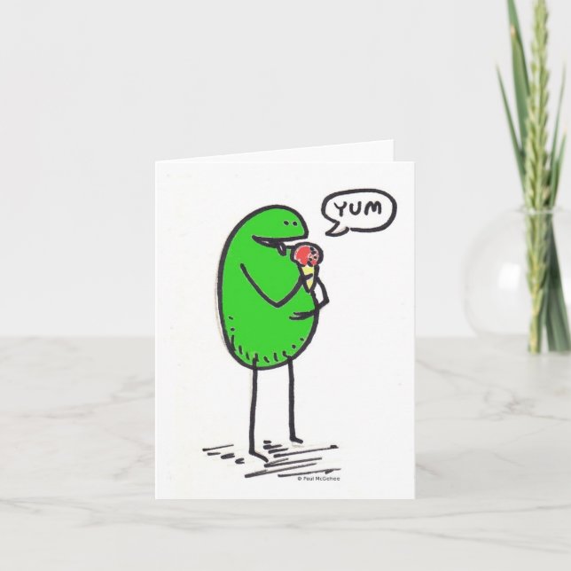 Grönt Weenii Yum Note Card Kort (Framsida)
