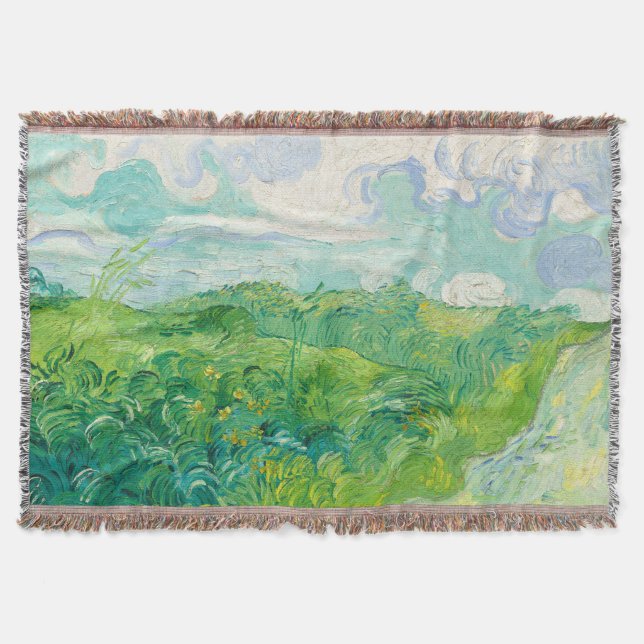 Grönt Wheat Fält Auvers(F807) Van Gogh Fine Art Filt (Framsidan)