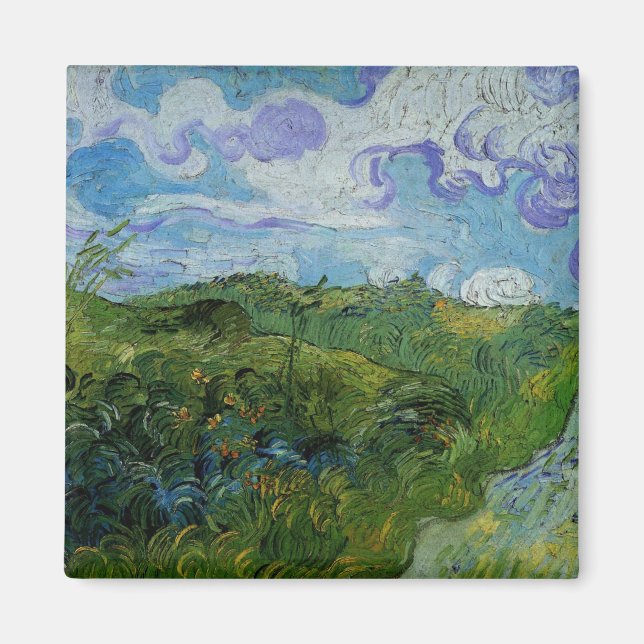Grönt Wheat Fält av Vincent van Gogh Magnet (Framsidan)