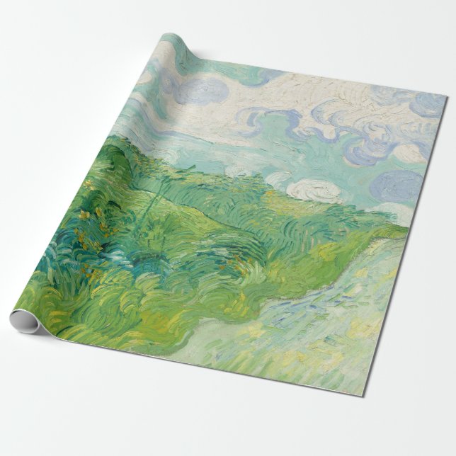 Grönt Wheat Fält Ligcape Art Van Gogh Presentpapper (Utrullad)