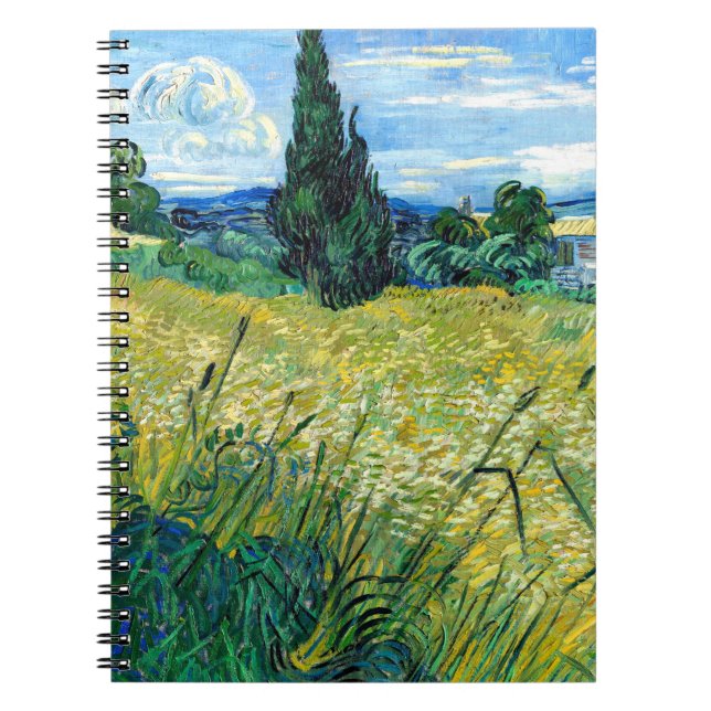 Grönt Wheat Fält med Cypress (1889) Van Gogh art Anteckningsbok (Framsidan)