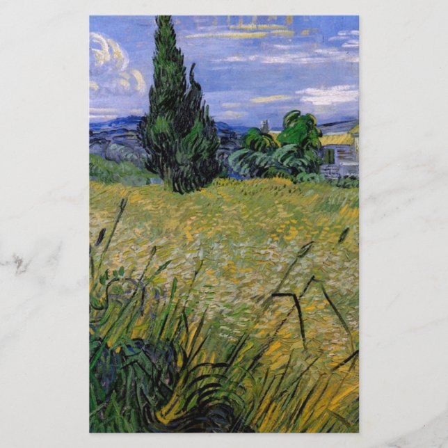 Grönt Wheat Fält med Cypress av Van Gogh. Brevpapper (Framsida)