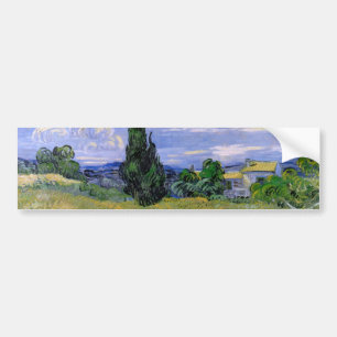 Grönt Wheat Fält med Cypress av Vincent van Gogh Bildekal