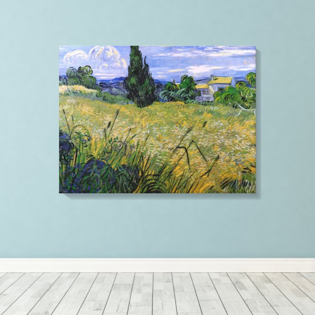Grönt Wheat Fält med Cypress av Vincent van Gogh Canvastryck (Insitu (trägolv))