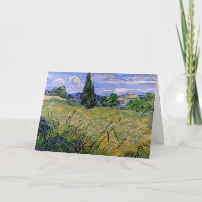 Grönt Wheat Fält med Cypress av Vincent van Gogh Kort (Framsida)