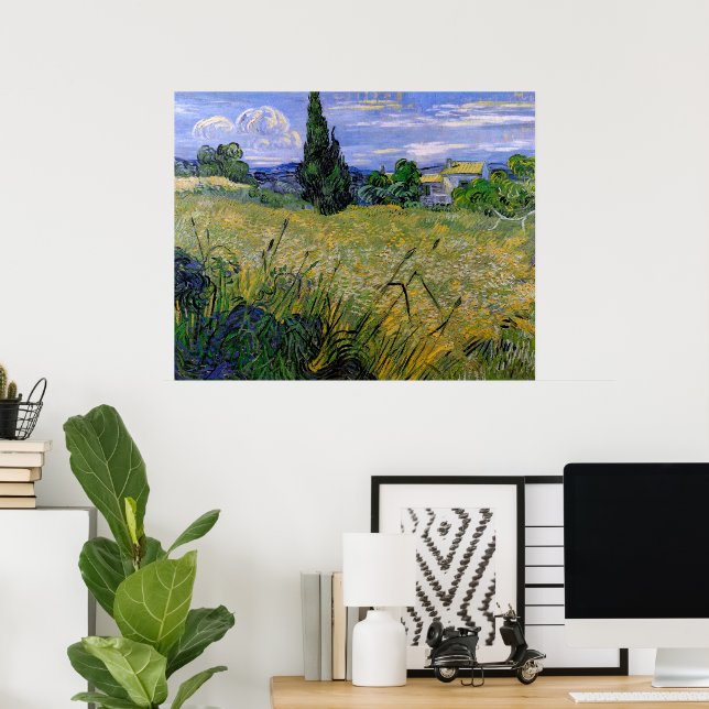 Grönt Wheat Fält med Cypress av Vincent van Gogh Poster (Hemmakontoret)